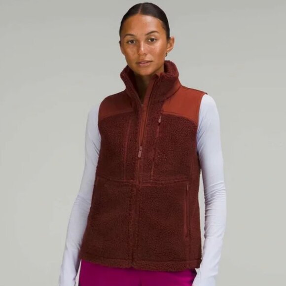 lululemon athletica Jackets & Blazers - Lululemon Textured Fleece Full-Zip Vest Date Brown Size 12